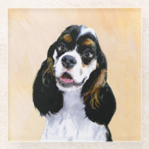 Cocker Spaniel (Parti) Painting - Original Dog Art Glass Coaster