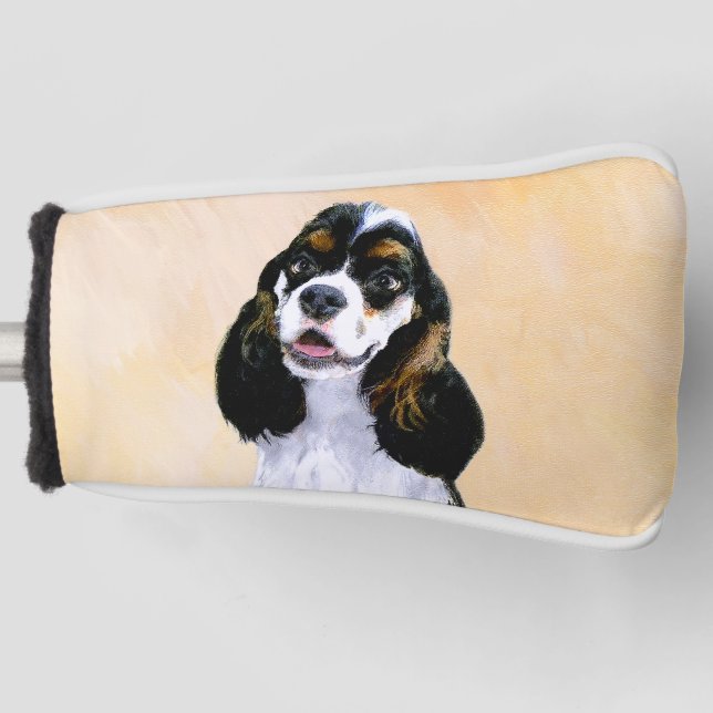 Cocker Spaniel (Parti) Painting - Original Dog Art Golf Head Cover (Front)