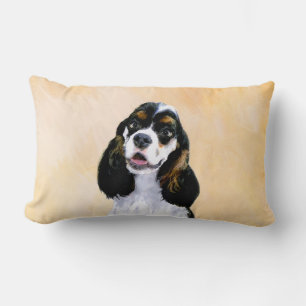 Cocker Spaniel (Parti) Painting - Original Dog Art Lumbar Pillow