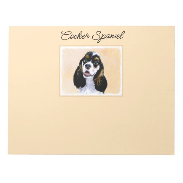 Cocker Spaniel (Parti) Painting - Original Dog Art Notepad (Front)
