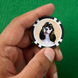 Cocker Spaniel (Parti) Painting - Original Dog Art Poker Chips