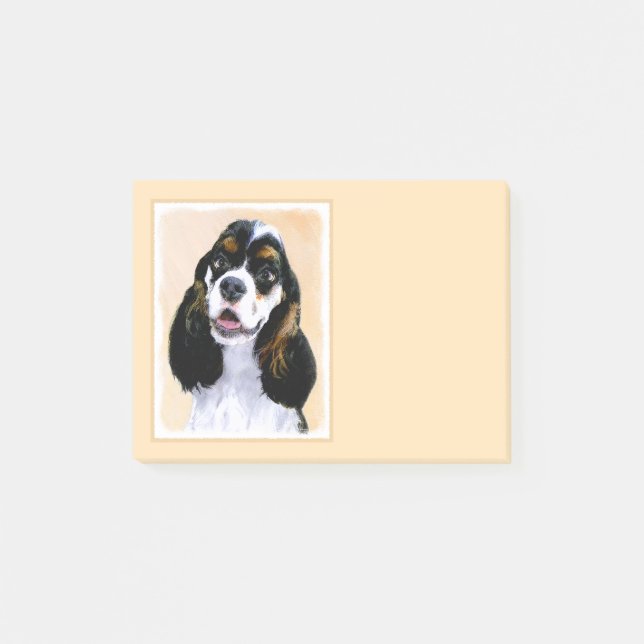Cocker Spaniel (Parti) Painting - Original Dog Art Post-it Notes (Front)