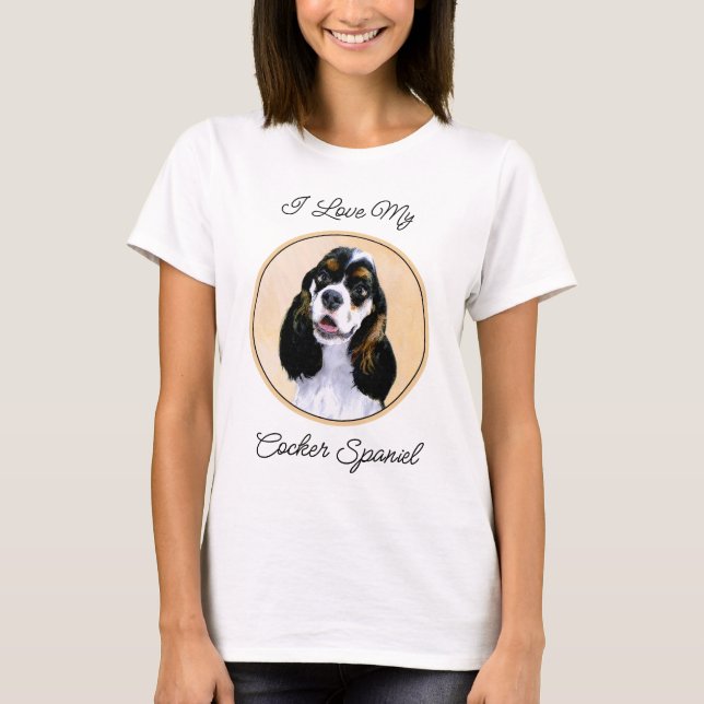 Cocker Spaniel (Parti) Painting - Original Dog Art T-Shirt (Front)