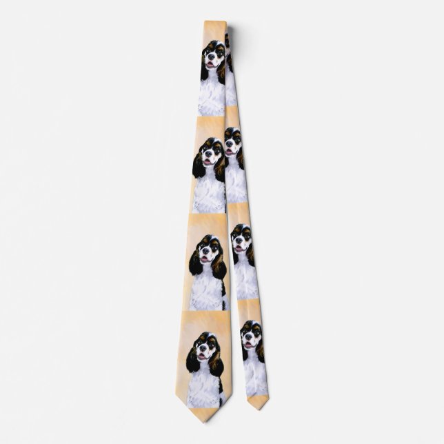 Cocker Spaniel (Parti) Painting - Original Dog Art Tie (Front)