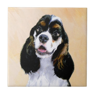 Cocker Spaniel (Parti) Painting - Original Dog Art Tile