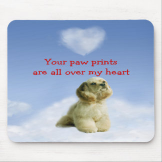Cocker Spaniel Paw Prints On My Heart Mousepad