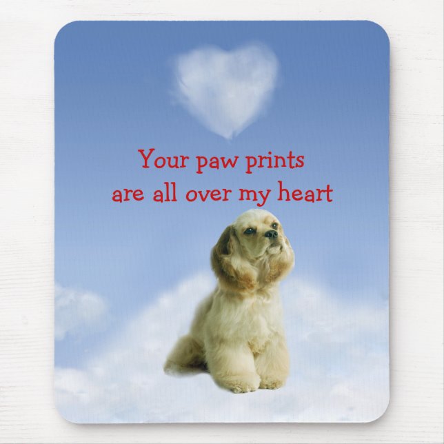 Cocker Spaniel Paw Prints On My Heart Mousepad (Front)