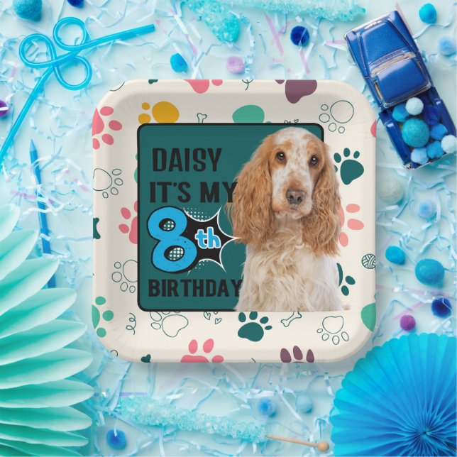 Cocker Spaniel Personalized 8th birthday party  Paper Plate (Party)