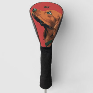 Cocker Spaniel Portrait on Red Background Golf Head Cover