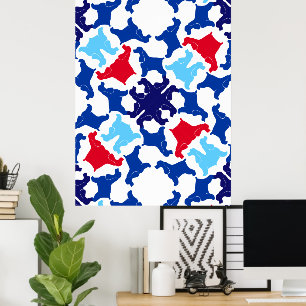 Cocker Spaniel Poster blue and red