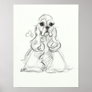 Cocker Spaniel Print Sketch Art
