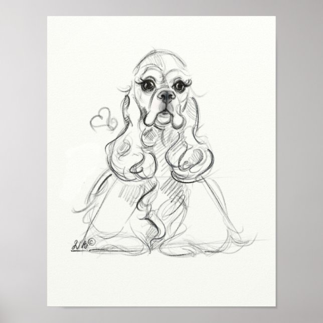 Cocker Spaniel Print | Sketch Art (Front)