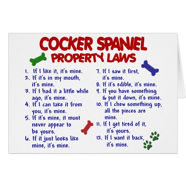 COCKER SPANIEL Property Laws 2 (Front Horizontal)