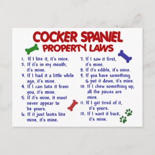 COCKER SPANIEL Property Laws 2 Postcard
