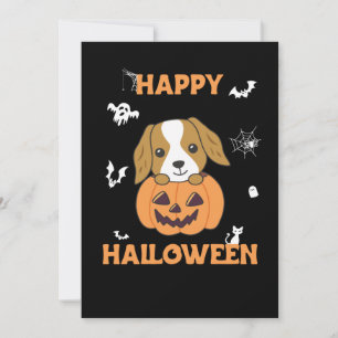 Cocker Spaniel Pumpkin Cute Dogs Happy Halloween Holiday Card