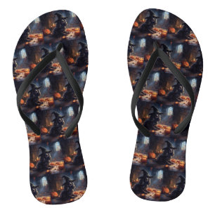 Cocker Spaniel Pumpkins Halloween Scary Flip Flops