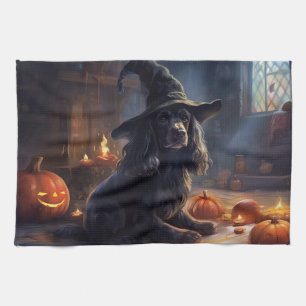 Cocker Spaniel Pumpkins Halloween Scary Kitchen Towel