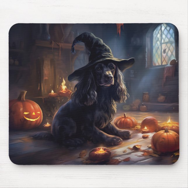 Cocker Spaniel Pumpkins Halloween Scary Mouse Pad (Front)