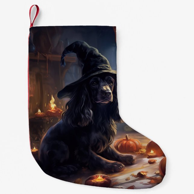 Cocker Spaniel Pumpkins Halloween Scary Small Christmas Stocking (Front)
