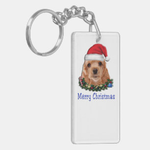 Cocker spaniel puppie christmas keychain