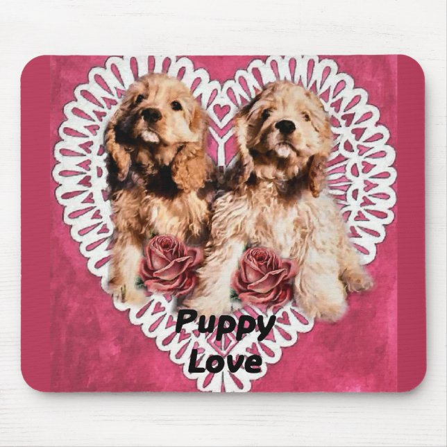 Cocker Spaniel Puppies Valentines Mouse Pad (Front)