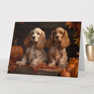 Cocker Spaniel Puppy Autumn Delight Pumpkin  Card