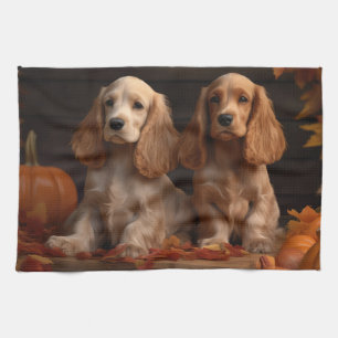 Cocker Spaniel Puppy Autumn Delight Pumpkin  Kitchen Towel