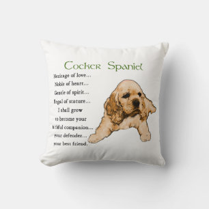 Cocker Spaniel Puppy Lovers Art Throw Pillow