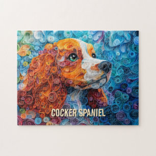 Cocker Spaniel Quilling Art Dog Portrait Jigsaw Puzzle