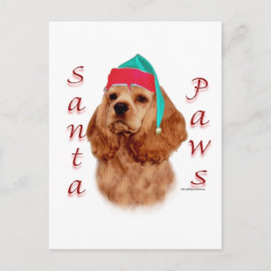 Cocker Spaniel (red) Santa Paws Holiday Postcard