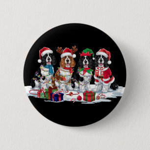 Cocker Spaniel Santa hat antlers elf Christmas 2 Inch Round Button