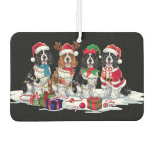 Cocker Spaniel Santa hat antlers elf Christmas Air Freshener
