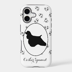 Cocker Spaniel Silhouette Hearts and Paw Prints