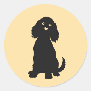 Cocker Spaniel Silhouette with Heart Nose Classic Round Sticker