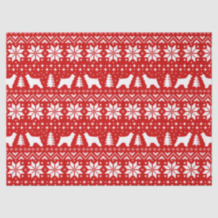 Cocker Spaniel Silhouettes Christmas Pattern Red Tissue Paper