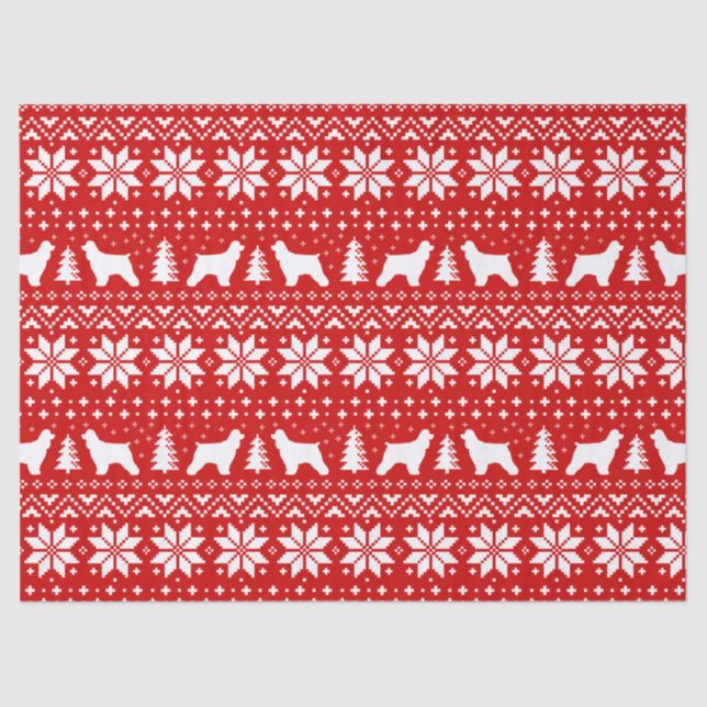 Cocker Spaniel Silhouettes Christmas Pattern Red Tissue Paper (Front)