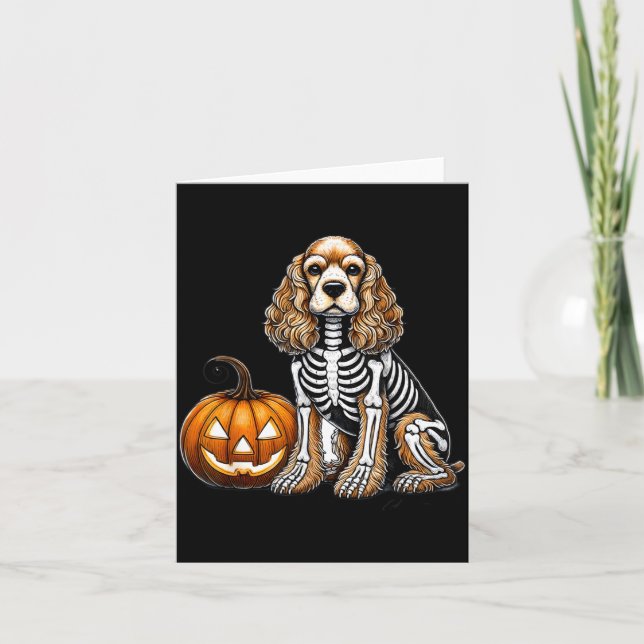 Cocker Spaniel Skeleton Jack O Lantern Funny Dog Card (Front)