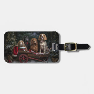 Cocker Spaniel Snowy Sleigh Christmas Decor Luggage Tag