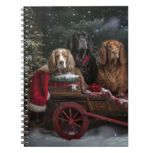 Cocker Spaniel Snowy Sleigh Christmas Decor Notebook