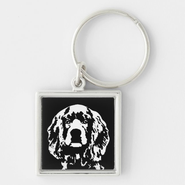 Cocker Spaniel Square Metal Keychain (Front)
