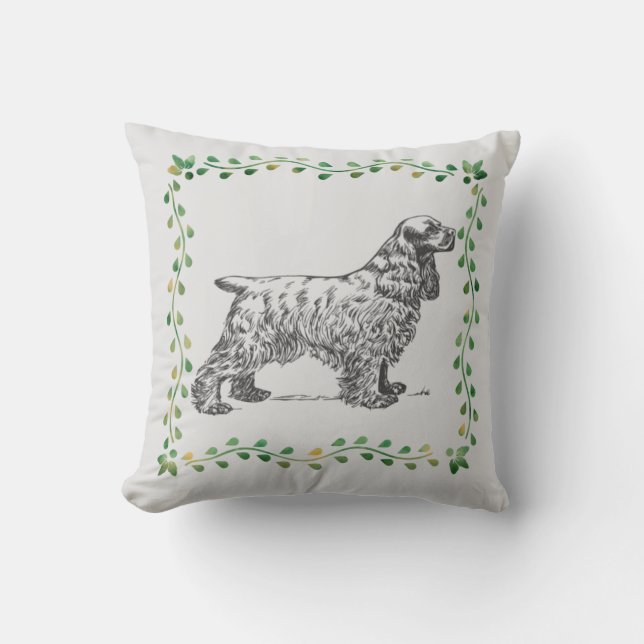 Cocker Spaniel Throw Pillow (Front)