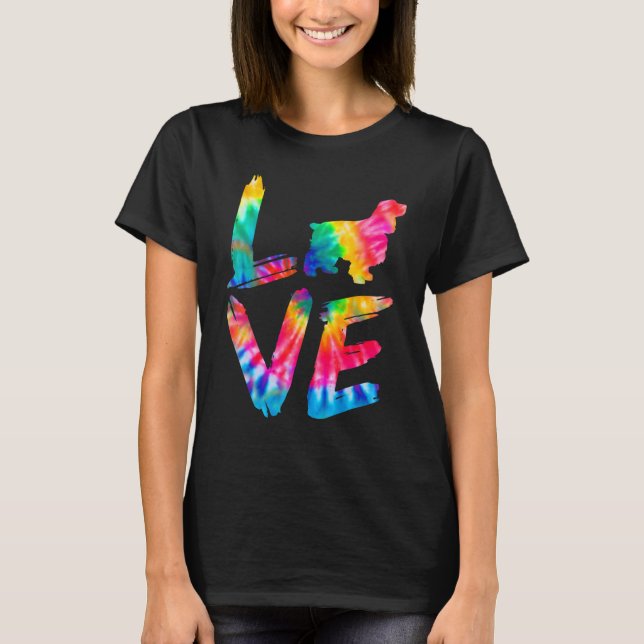 Cocker Spaniel Tie Dye Love Dog Mom Dad T-Shirt (Front)