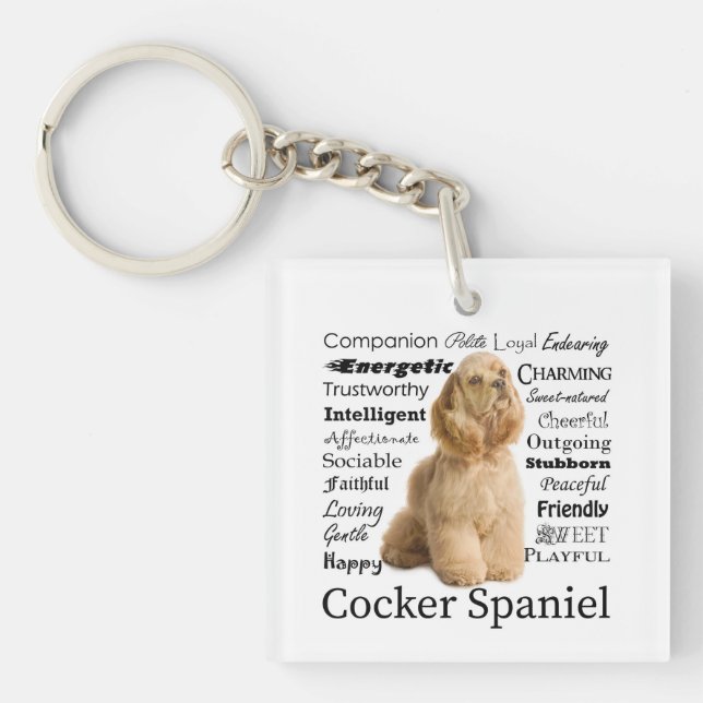 Cocker Spaniel Traits Keychain (Front)