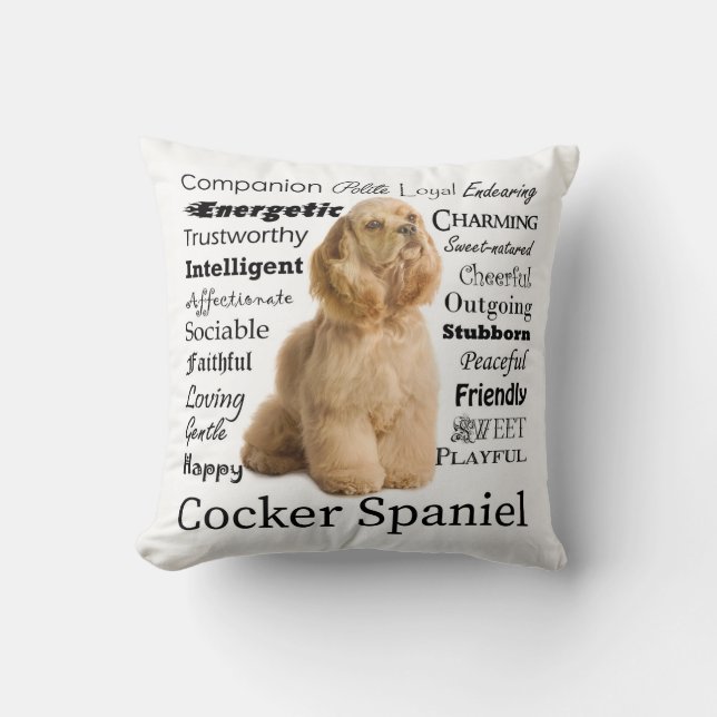 Cocker Spaniel Traits Pillow (Front)