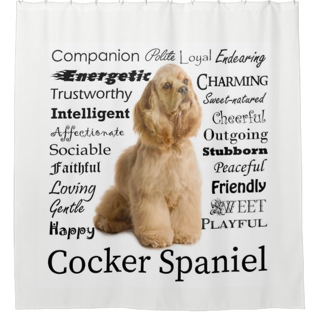 Cocker Spaniel Traits Shower Curtain (Front)