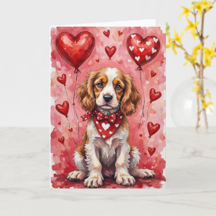 Cocker Spaniel Valentine’s Day Dog with Hearts Red Card