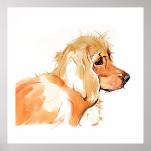 Cocker Spaniel Watercolor Painting, Wall Decor
