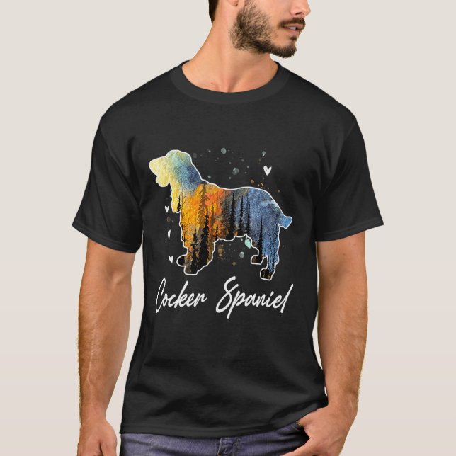 Cocker Spaniel Watercolor Rainbow Dog T-Shirt (Front)