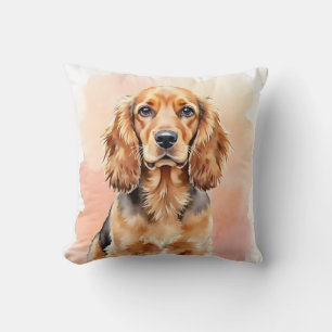 Cocker Spaniel Watercolor Soft Wash Art Throw Pillow