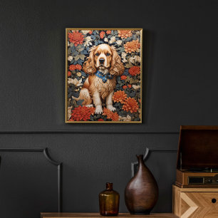 Cocker Spaniel William Morris Inspired Floral Poster